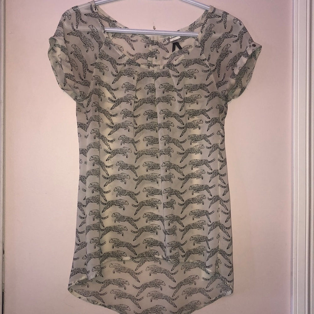Sheer high low cheeta top